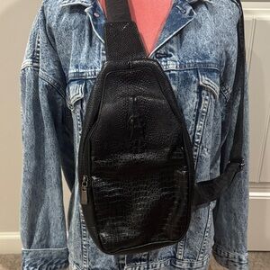 Black Leather Crossbody Bag